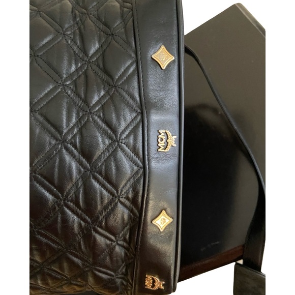 MCM Black Quilted Leather Drawstring Bucket Bag - Picture 6 of 16
